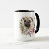 BEAUTIEF WATERVERF TAN PUG DOG FACE MOK (Voorkant rechts)