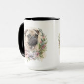 BEAUTIEF WATERVERF TAN PUG DOG FACE MOK (Voorkant links)