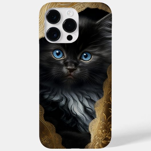BEAUTIEF WATERVERF ZWARTE KAT MET GOLD VEIL Case-Mate iPhone CASE (Achterkant)