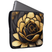 BEAUTIEF ZWARTE EN GOUDE ROZEN LAPTOP SLEEVE (Voorkant Rechts)