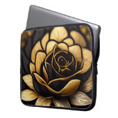 BEAUTIEF ZWARTE EN GOUDE ROZEN LAPTOP SLEEVE (Voorkant Links)
