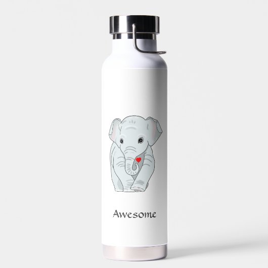 Beautifil Elephant on White Water Bottle Waterfles (Links)