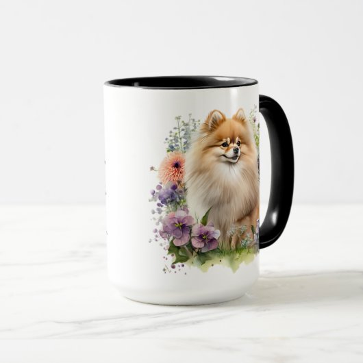 BEAUTIFUELE WATERVERF POMERANISCHE DOG MOK (Voorkant rechts)
