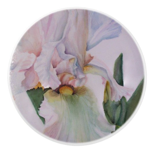 BEAUTIFUELE WITTE IRIS CERAMIC KNOB KERAMISCHE KNOP (Voorkant)