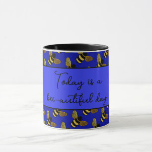 BEAUTIFUELE ZWARTE GOLD BUMBLEBEE HAPPY BEE TEKST MOK