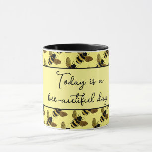 BEAUTIFUELE ZWARTE GOLD BUMBLEBEE HAPPY BEE TEKST MOK