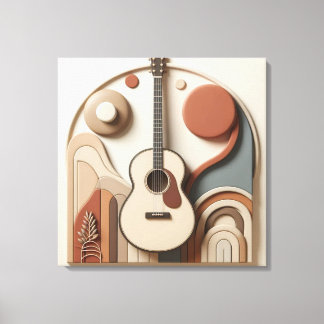 Beautiful 3d Guitar Canvas Afdruk