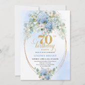 Beautiful 70th Birthday Watercolor Blue Flowers  Kaart (Voorkant)