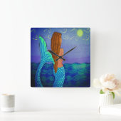 Beautiful Abstract Art Mermaid Vierkante Klok (Huis)