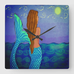 Beautiful Abstract Art Mermaid Vierkante Klok
