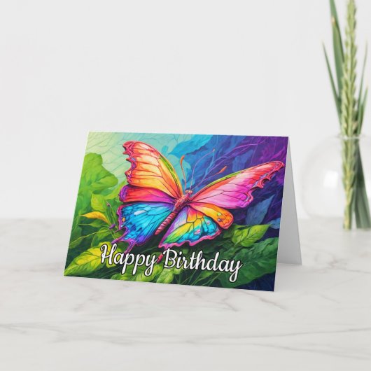 Beautiful Abstract Butterfly Happy Birthday Kaart (Voorkant)