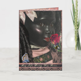 Beautiful African Child Doll Greeting Card Kaart