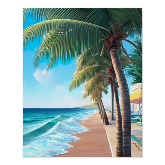 Beautiful AI design-Cool summer beach design. Perfect Poster (Voorkant)