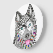 Beautiful and Colorful Siberian Husky Clock Grote Klok (Hoek)