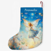 Beautiful Angel Flying in Clouds with Butterflies Kleine Kerstsok (Achterkant)