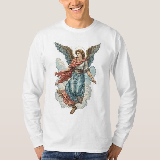 Beautiful Angel Men's Christian Long Sleeve Tee T-shirt (Voorkant)