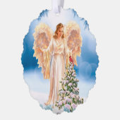 Beautiful Angel With Tree Paper Ornament Card (Links)
