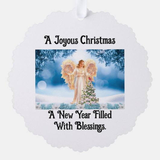 Beautiful Angel With Tree Paper Ornament Card Kaart (Achterkant)