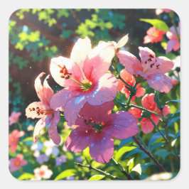 Beautiful anime flowers illustration vierkante sticker