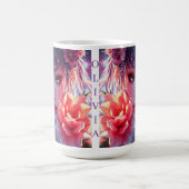 Beautiful Anime Girl Glitchcore Floral Koffiemok (Center)