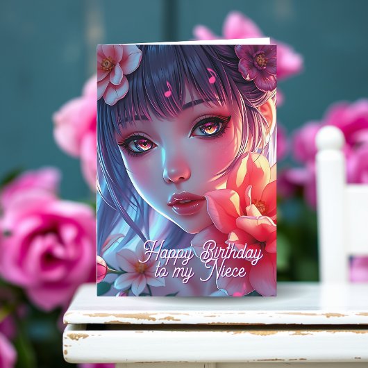 Beautiful Anime Girl | Happy Birthday Niece Kaart