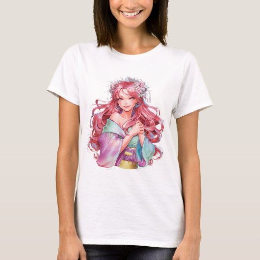beautiful anime girl sticker t-shirt (Voorkant)
