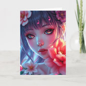 Beautiful Anime Girl Thinking of You Kaart (Voorkant)
