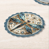 Beautiful Art Deco Stained Glass Dragonfly   Kartonnen Onderzetters (Gekanteld)