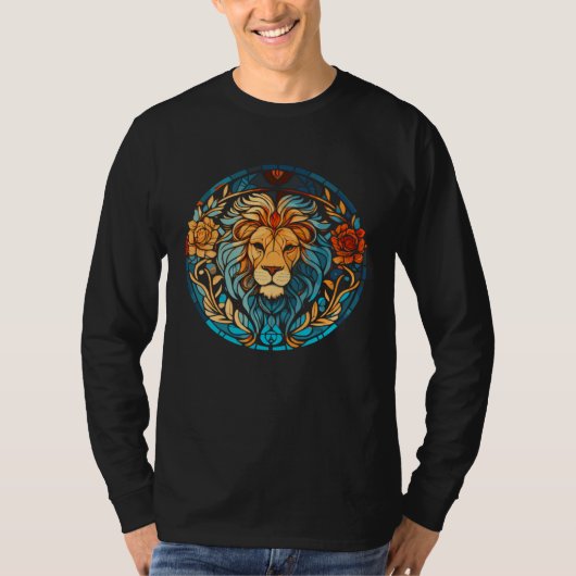 Beautiful Artistic Stained Glass Style Lion T-shirt (Voorkant)
