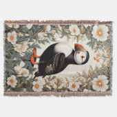 Beautiful Atlantic Puffin White Flowers Deken (Voorkant)