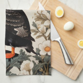 Beautiful Atlantic Puffin White Flowers Theedoek (Quarter Fold)
