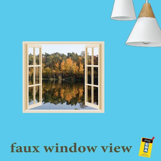 Beautiful Autumn Lake Fake Window Frame Poster