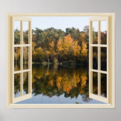 Beautiful Autumn Lake Fake Window Frame Poster (Voorkant)