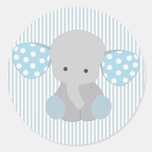 Beautiful Baby Boy Blue Elephant Ronde Sticker (Voorkant)