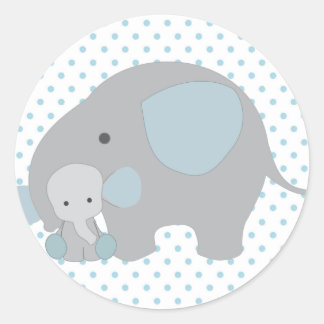 Beautiful Baby Boy Blue Elephant Ronde Sticker