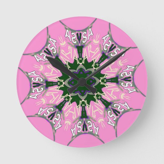 Beautiful baby pink purple shade motif monogram de ronde klok (Voorkant)