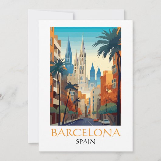 Beautiful Barcelona Spain Retro Vintage Travel Kaart (Voorkant)