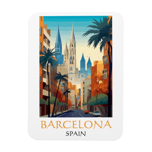 Beautiful Barcelona Spain Retro Vintage Travel Magneet (Verticaal)