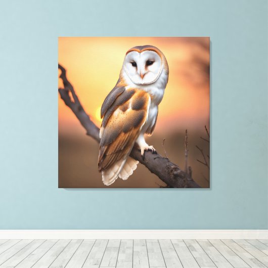 Beautiful Barn Owl Canvas Afdruk (Insitu (Houten vloer))