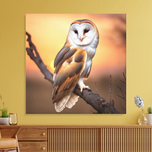 Beautiful Barn Owl Canvas Afdruk (Insitu (Woonkamer))