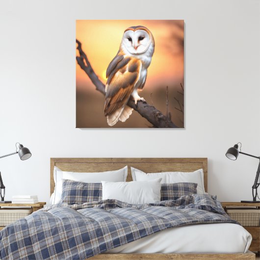 Beautiful Barn Owl Canvas Afdruk (Insitu (Slaapkamer))