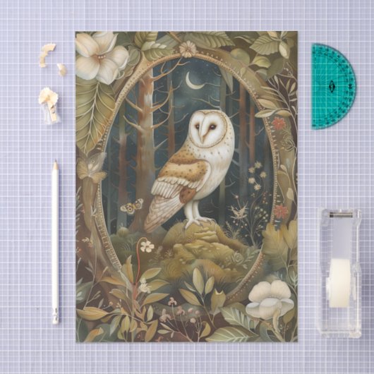 Beautiful Barn Owl Framed by the Forest Tissuepapier (Craft)
