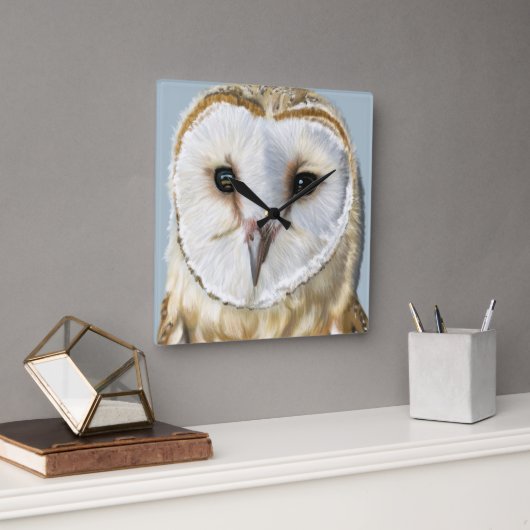 Beautiful Barn Owl Vierkante Klok (Kantoor)