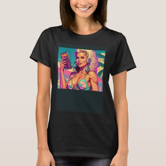 Beautiful Beach Girl In Retro Style T-shirt (Voorkant)