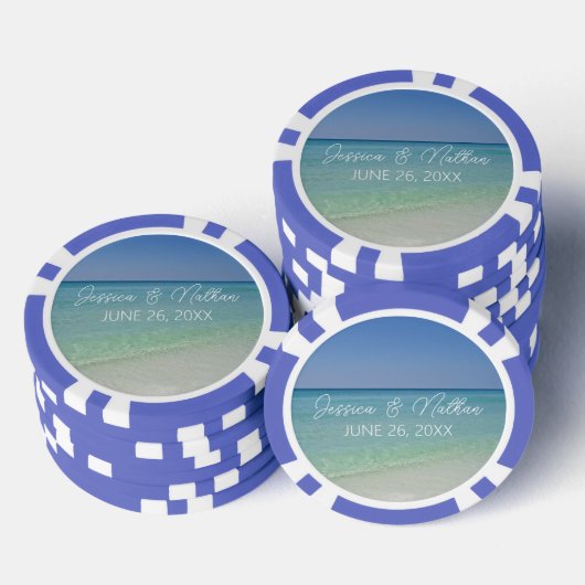 Beautiful Beach Horizon Personalized Wedding Poker Chips (Opstapeling)