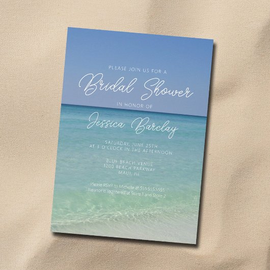 Beautiful Beach Photography Seaside Bridal Shower Kaart