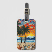 Beautiful Beach Scene with Palm Trees Bagagelabel (Voorkant (verticaal))
