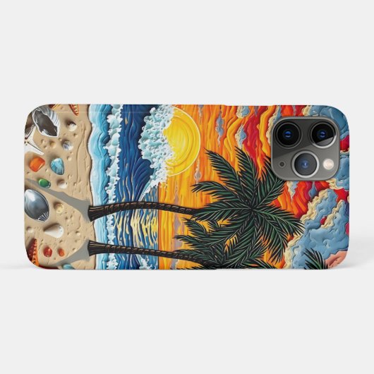 Beautiful Beach Scene with Palm Trees Case-Mate iPhone Case (Achterkant (horizontaal))