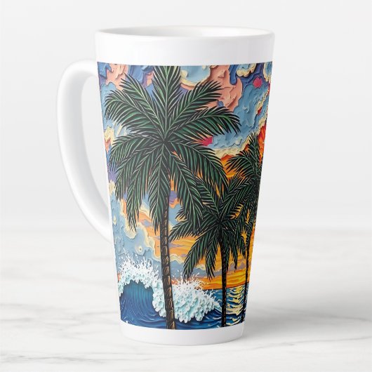 Beautiful Beach Scene with Palm Trees   Latte Mok (Linkerhoek)