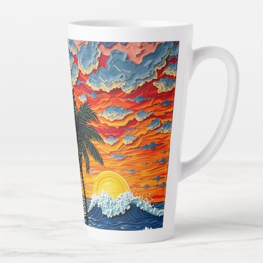 Beautiful Beach Scene with Palm Trees   Latte Mok (Rechts)